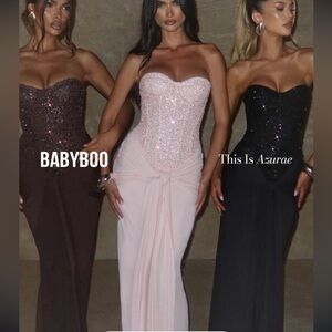 Elegant Pink Strapless Evening Gown